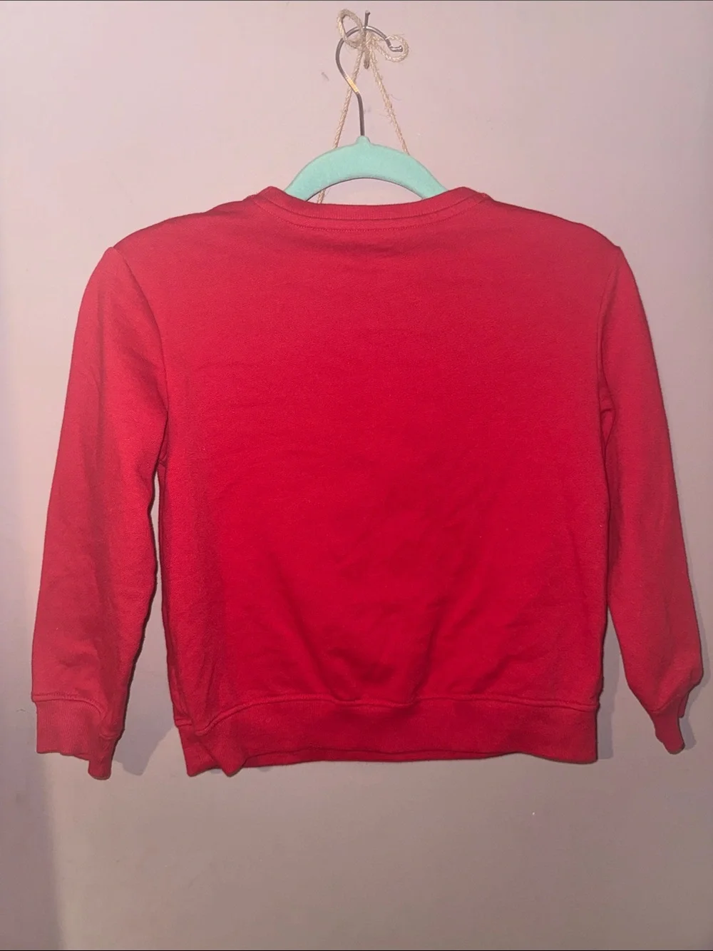 Girls Red Sweater with Candy Cane Glitter Graphic